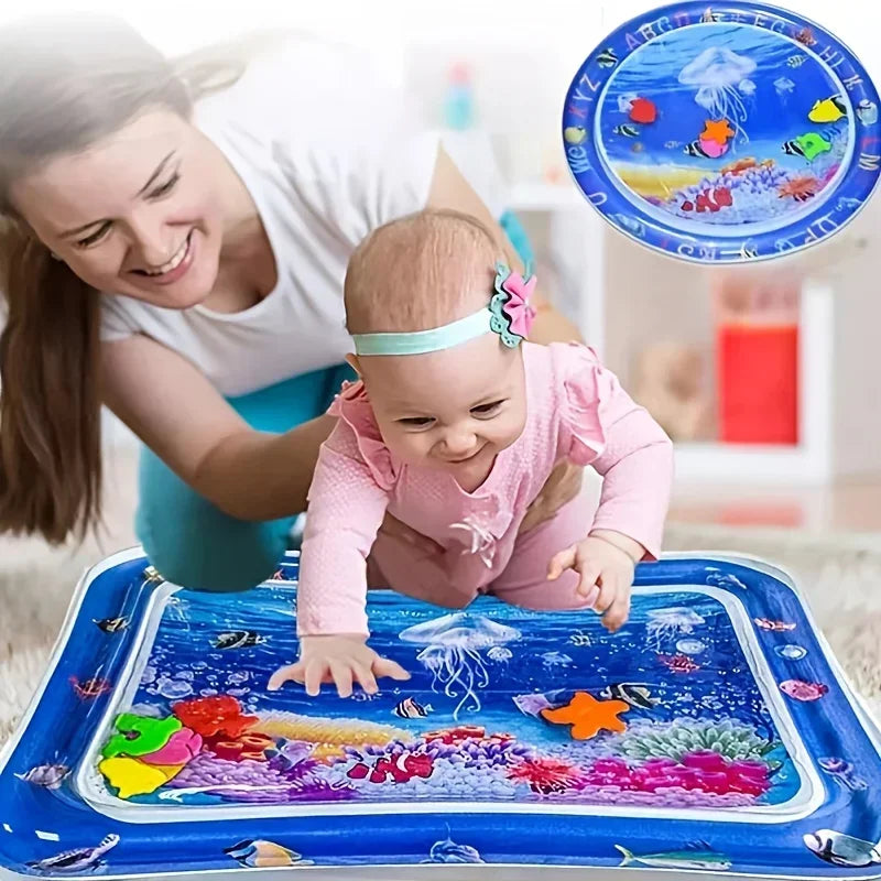 מזרן משחק מתנפח לתינוק. כרית מים אינטראקטיבית לפיתוח חושים ומוטוריקה